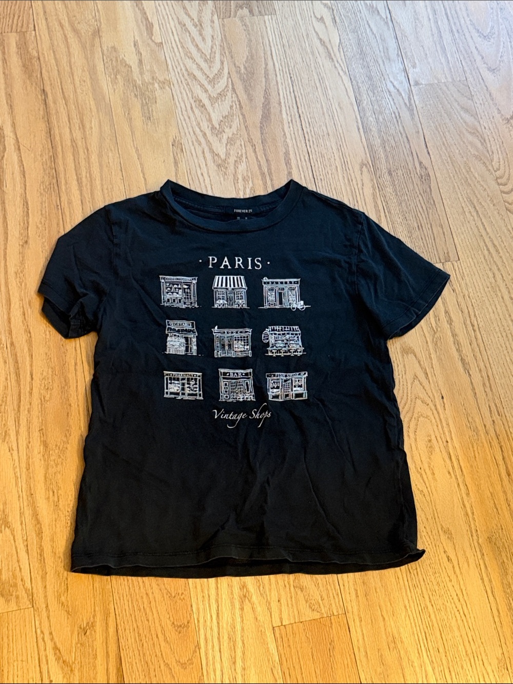 Forever 21 Kids Black Paris Vintage Shops Graphic Tee